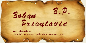 Boban Privulović vizit kartica